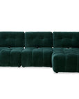 Canapé d'angle en velours tissé vert sapin avec dossier réglable ADONIS - Angle droit