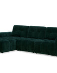 Canapé d'angle en velours tissé vert sapin avec dossier réglable ADONIS - Angle gauche