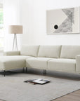 Canapé d'angle fixe avec méridienne en tissu beige ARNOLD - Angle Gauche