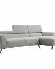 Canapé d'angle fixe avec méridienne en tissu gris clair KALISTA - Angle Droit