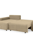 Canapé d'angle gauche convertible avec coffre en velours côtelé épais taupe BALI - Angle gauche