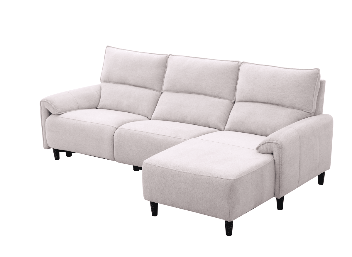 Canapé d’angle relax électrique en tissu beige LUDMILA - Angle droit