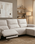 Canapé d’angle relax électrique en tissu beige LUDMILA - Angle droit