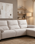 Canapé d’angle relax électrique en tissu beige LUDMILA - Angle droit