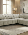 Canapé d'angle relax électrique en velours chiné beige ALVAR - Angle droit