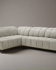 Canapé d'angle relax électrique en velours chiné beige ALVAR - Angle gauche