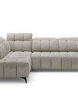 Canapé d'angle relax électrique en velours chiné beige ALVAR - Angle gauche