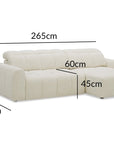 Canapé d'angle relax électrique en velours chiné beige DANIA -Angle droit
