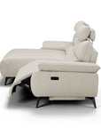 Canapé d’angle relax électrique en velours chiné beige LYANA - Angle gauche