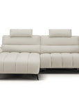 Canapé d’angle relax électrique en velours chiné beige LYANA - Angle gauche