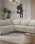 Canapé d'angle relax électrique en velours chiné beige SOLINA - Angle gauche
