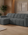 Canapé d'angle relax électrique en velours chiné gris DANIA -Angle gauche
