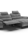 Canapé d’angle relax électrique en velours chiné gris LYANA - Angle droit