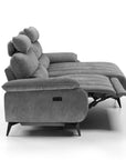 Canapé d’angle relax électrique en velours chiné gris LYANA - Angle droit