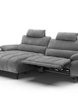 Canapé d’angle relax électrique en velours chiné gris LYANA - Angle gauche