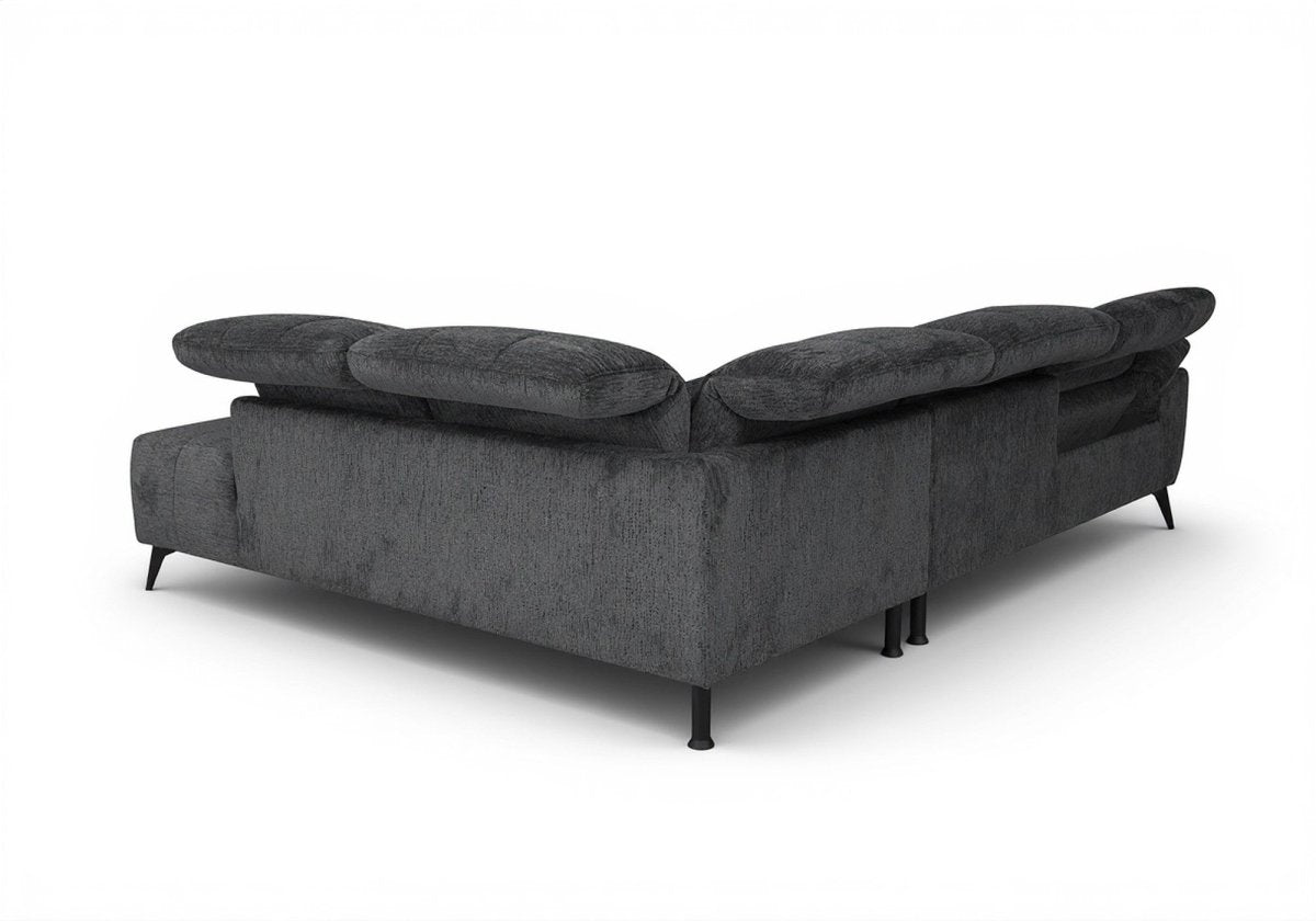 Canapé d'angle relax électrique en velours chiné gris SOLINA - Angle droit
