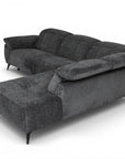 Canapé d'angle relax électrique en velours chiné gris SOLINA - Angle droit
