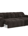 Canapé d'angle relax électrique en velours chiné marron DANIA -Angle droit