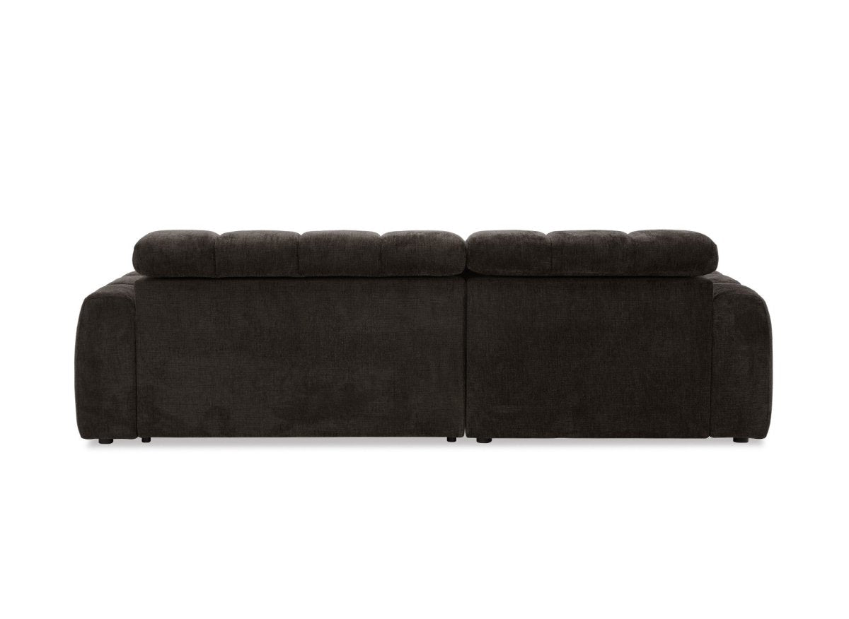 Canapé d'angle relax électrique en velours chiné marron DANIA -Angle gauche