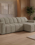 Canapé d'angle relax électrique en velours chiné taupe DANIA -Angle droit