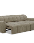 Canapé d'angle relax électrique en velours chiné taupe DANIA -Angle droit