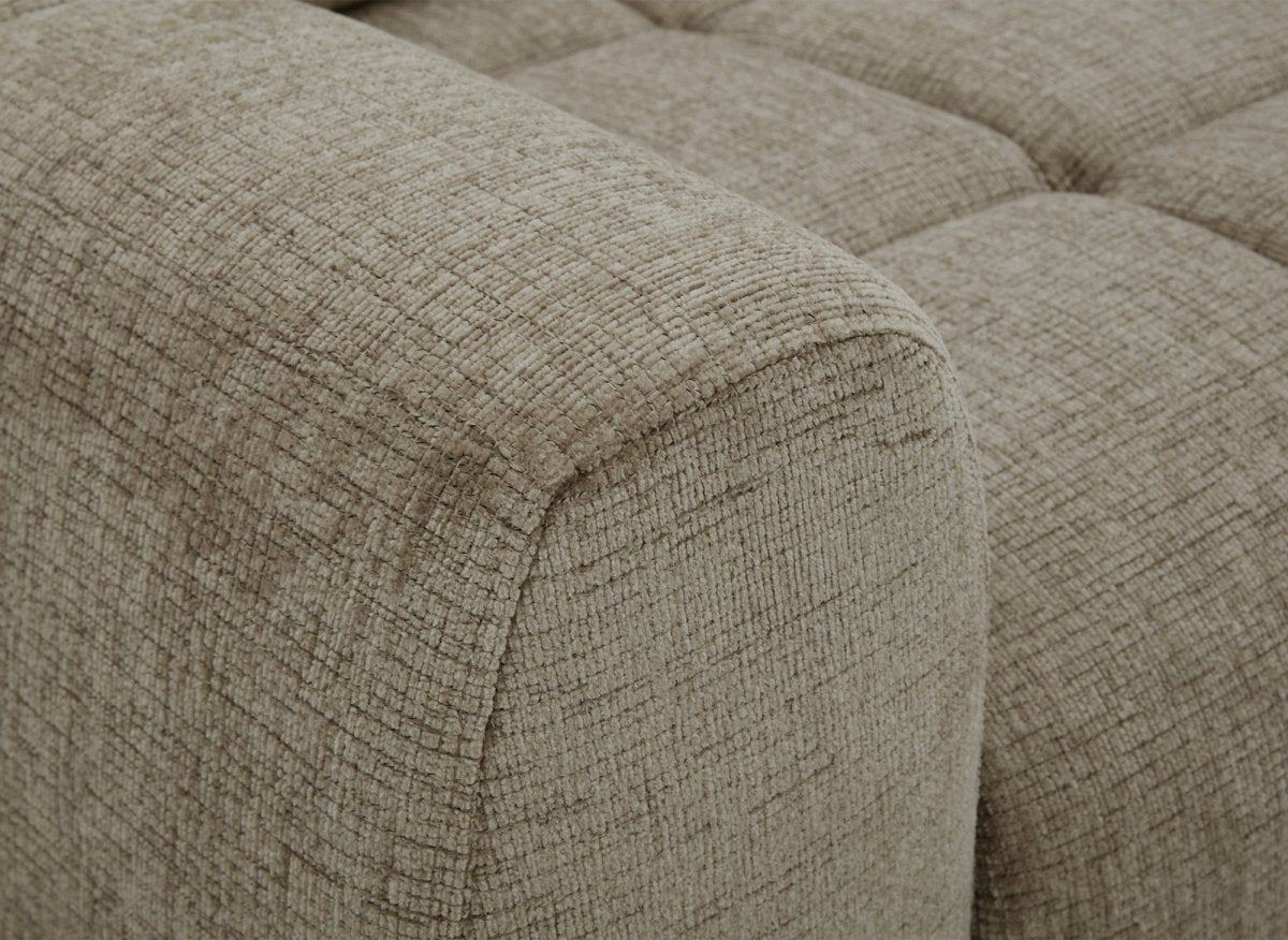 Canapé d'angle relax électrique en velours chiné taupe DANIA -Angle droit