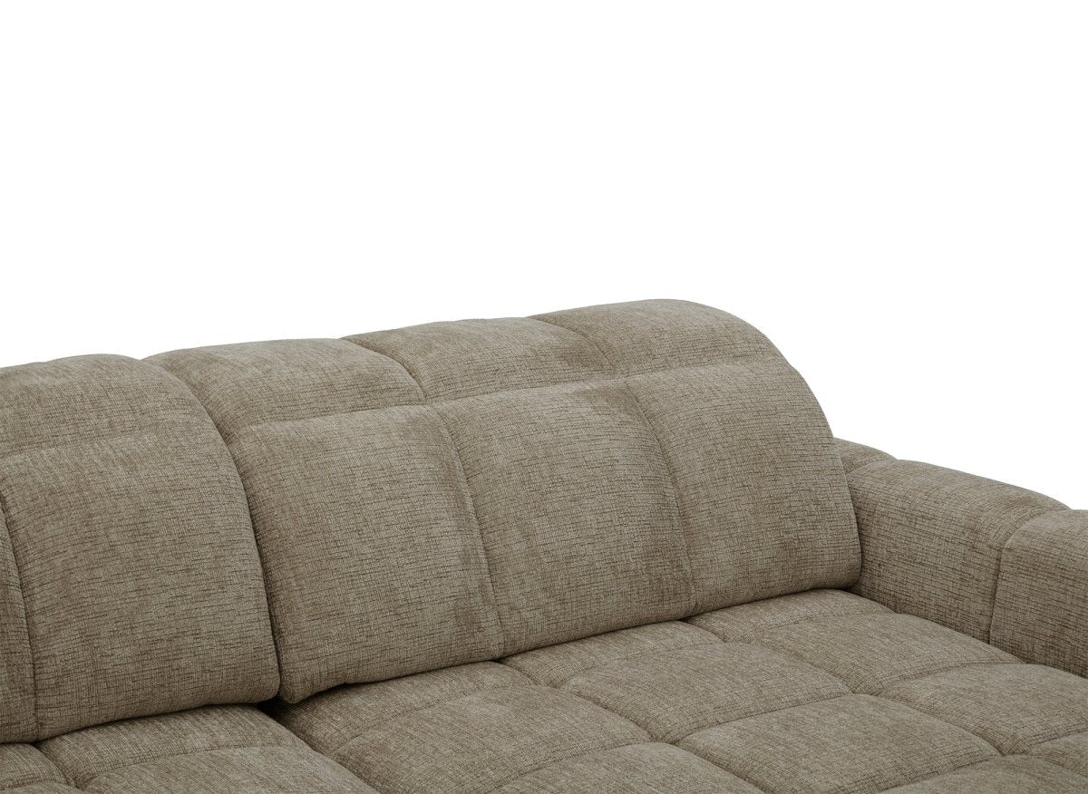 Canapé d'angle relax électrique en velours chiné taupe DANIA -Angle droit