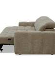 Canapé d'angle relax électrique en velours chiné taupe DANIA -Angle gauche