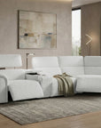 Canapé d'angle relax en tissu bouclette doux beige MARINA - Angle droit