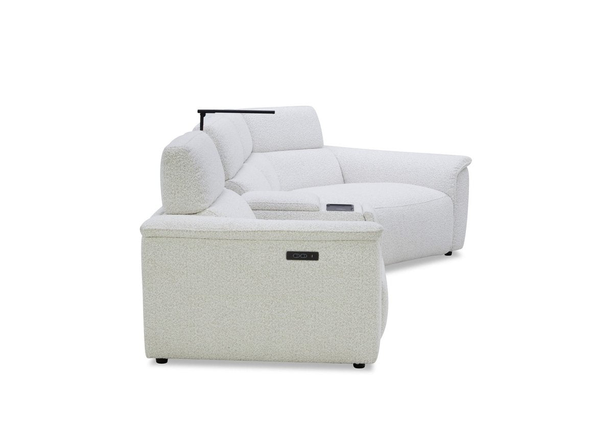 Canapé d'angle relax en tissu bouclette doux beige MARINA - Angle droit