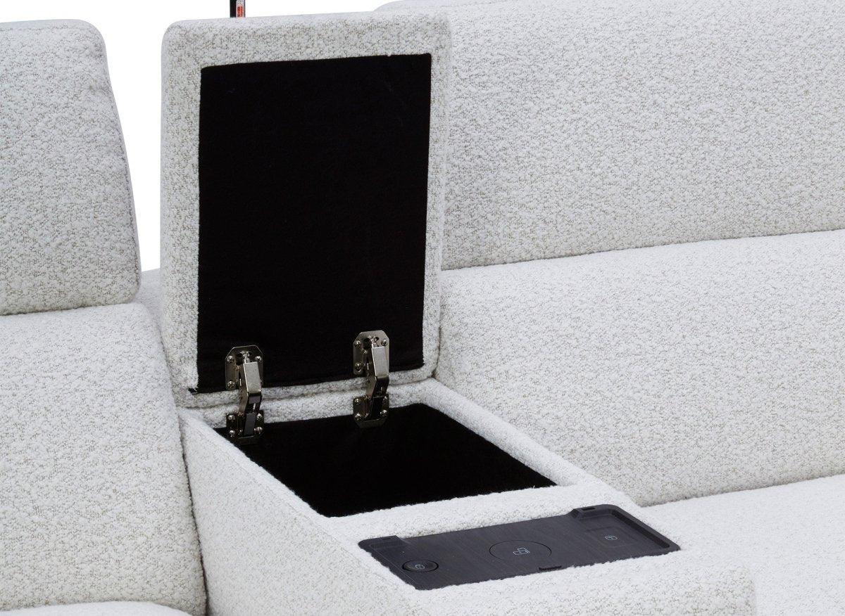 Canapé d'angle relax en tissu bouclette doux beige MARINA - Angle droit