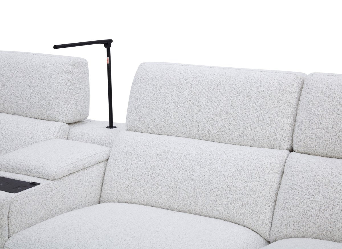 Canapé d'angle relax en tissu bouclette doux beige MARINA - Angle droit