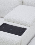 Canapé d'angle relax en tissu bouclette doux beige MARINA - Angle gauche