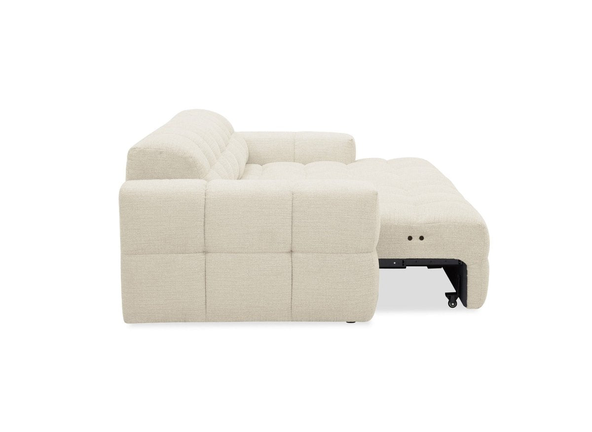Canapé d'angle relax en velours texturé beige FEDORA - Angle droit