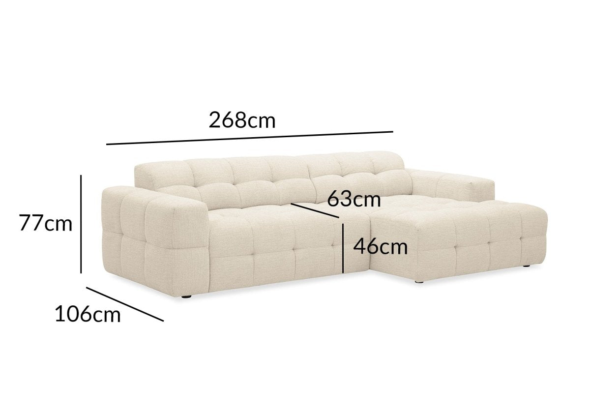 Canapé d'angle relax en velours texturé beige FEDORA - Angle droit