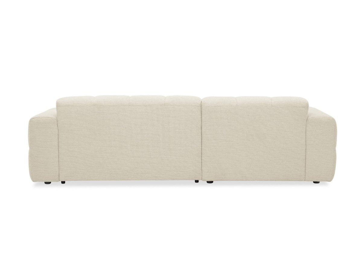 Canapé d'angle relax en velours texturé beige FEDORA - Angle gauche