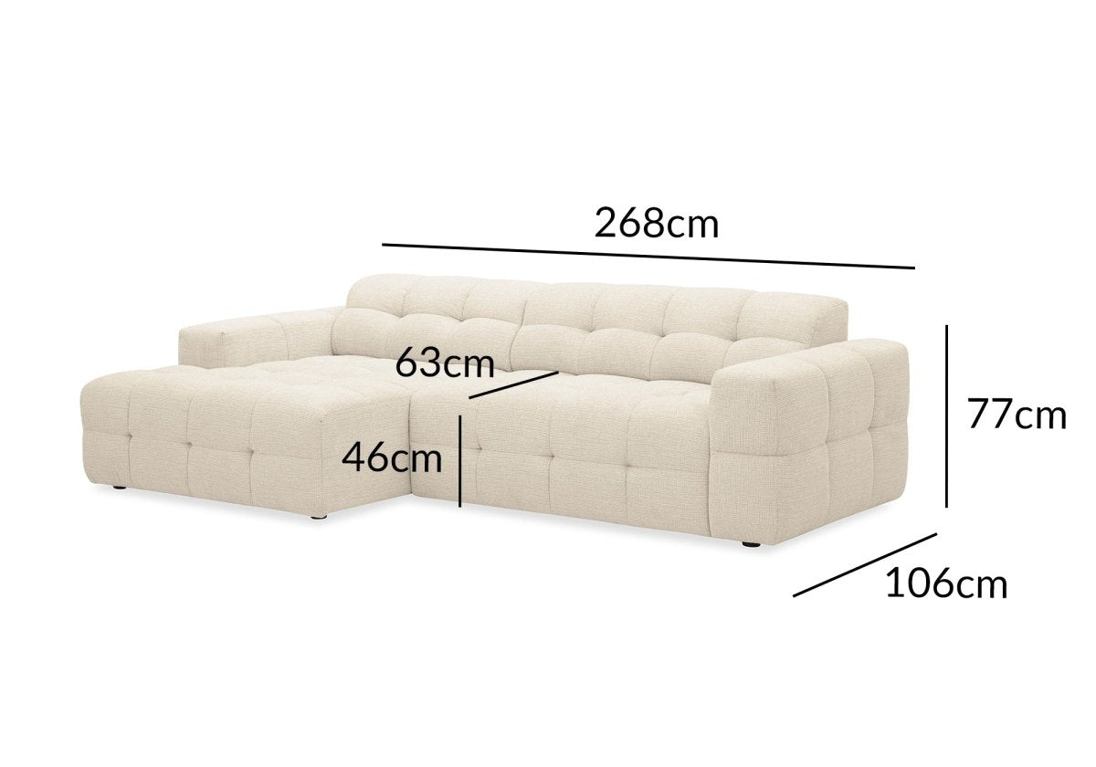 Canapé d'angle relax en velours texturé beige FEDORA - Angle gauche