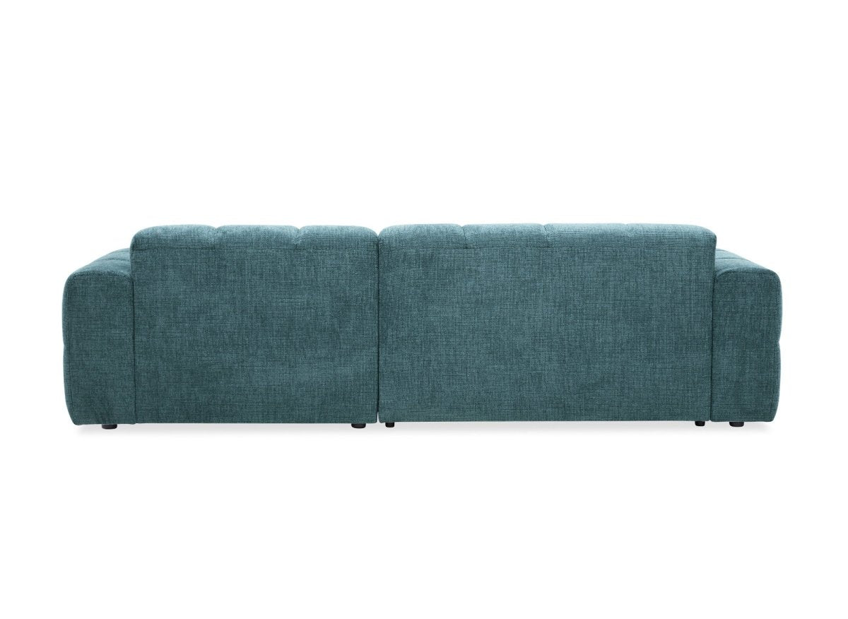 Canapé d'angle relax en velours texturé bleu FEDORA - Angle droit