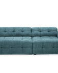 Canapé d'angle relax en velours texturé bleu FEDORA - Angle droit