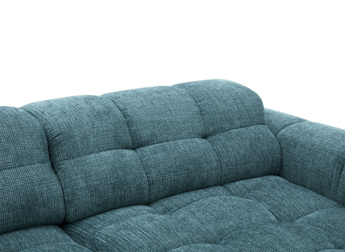 Canapé d'angle relax en velours texturé bleu FEDORA - Angle droit
