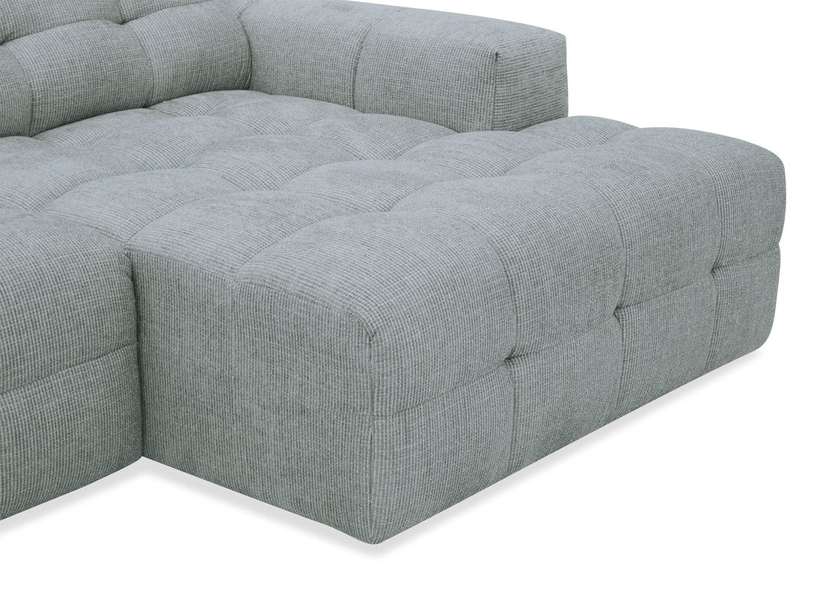 Canapé d'angle relax en velours texturé gris FEDORA - Angle droit