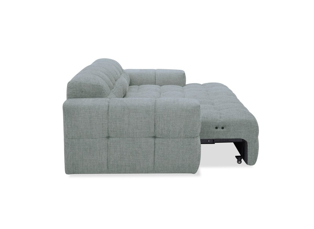 Canapé d'angle relax en velours texturé gris FEDORA - Angle droit
