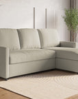 Canapé d'angle réversible convertible coffre de rangement en tissu beige ADAM