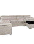 Canapé panoramique convertible avec coffre en velours chiné beige GAELLE - Angle droit