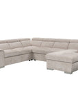 Canapé panoramique convertible avec coffre en velours chiné beige GAELLE - Angle droit