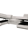 Canapé panoramique convertible avec coffre en velours chiné beige MARIANO- Angle droit