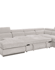Canapé panoramique convertible avec coffre en velours chiné beige MARIANO- Angle gauche