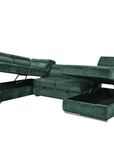 Canapé panoramique convertible avec coffre en velours chiné vert olive MARIANO- Angle droit