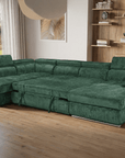 Canapé panoramique convertible avec coffre en velours chiné vert olive MARIANO- Angle droit