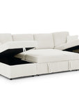Canapé panoramique convertible avec coffres en velours côtelé épais beige ADRYEN